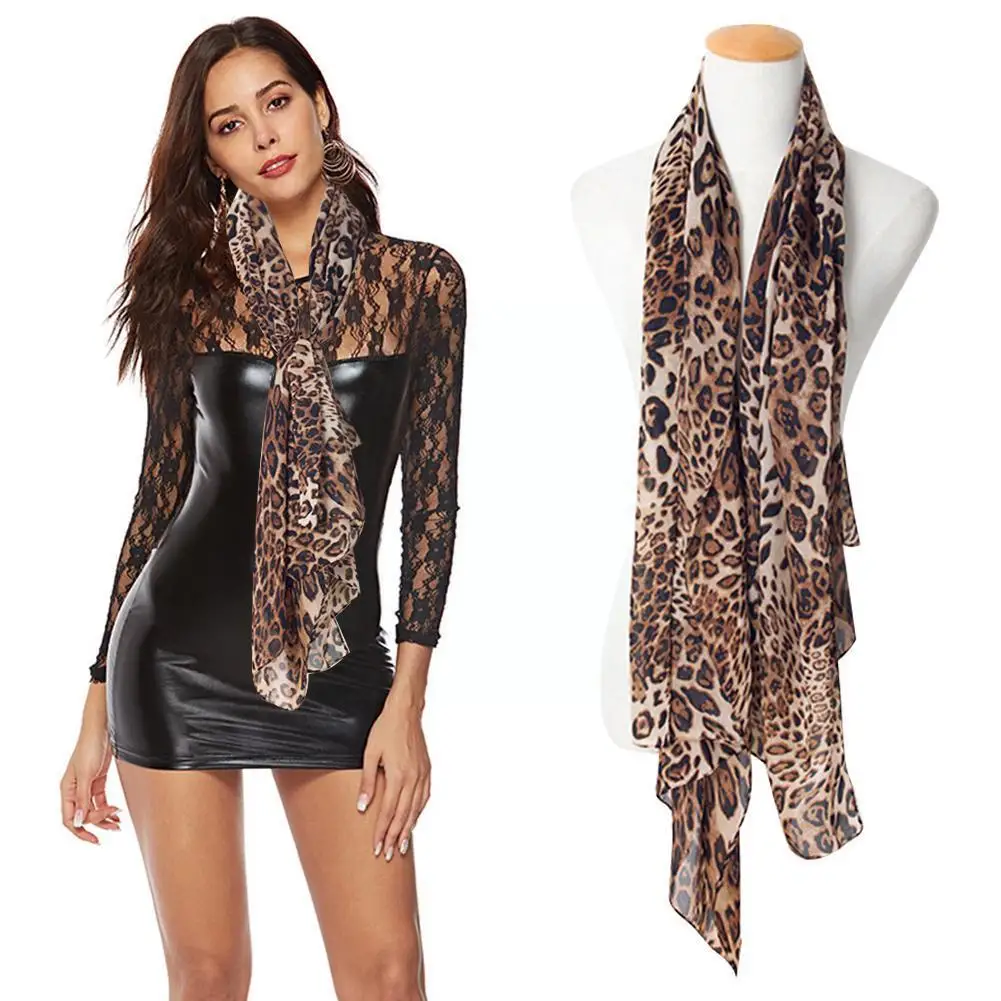 

New Vintage Chiffon Wrap Women Soft Leopard Print Scarf Autumn Winter Leopard And Sexy Shawl Print Scarf Scarves Casual Ele F1V3