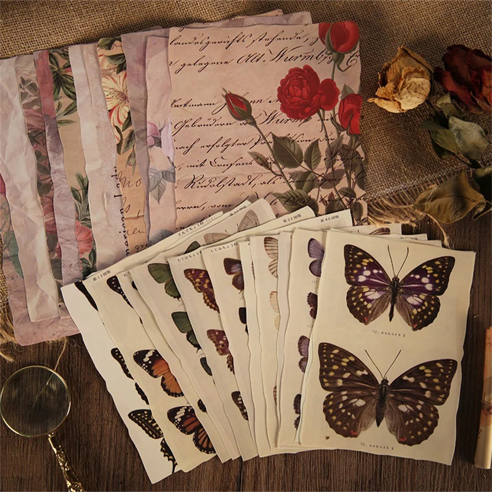 

24sheets Retro Material Paper DIY Scrapbooking Deco Junk Journal Aesthetics Creative Stationery Decoration Stickers