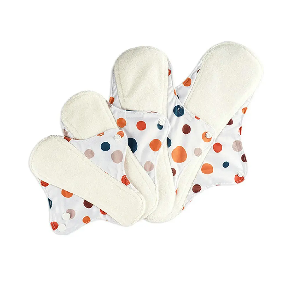 

[AIO] 4 Pcs Random Color Sanitary Napkin Reusable Washable Menstrual Pads Women Hygiene Sanitary Towels Postpartum Nursing Pads