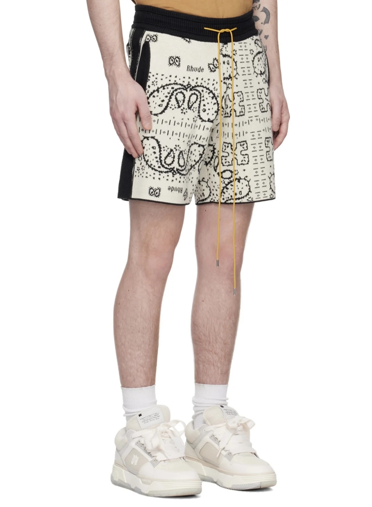 Shorts For Men Homme Hip Hop Streetwear Basketball Grid Vintage Cashew Flower Drawstring Wool Loose Cargo Harem Short Pant
