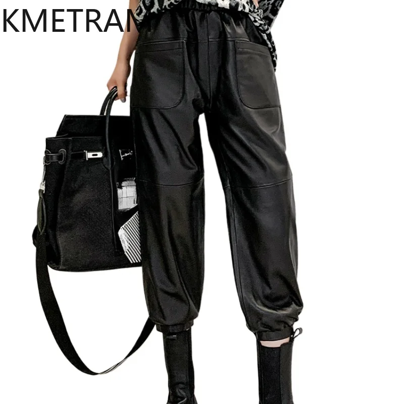Брюки KMETRAM из натуральной овечьей кожи женская осенняя одежда брюки с высокой