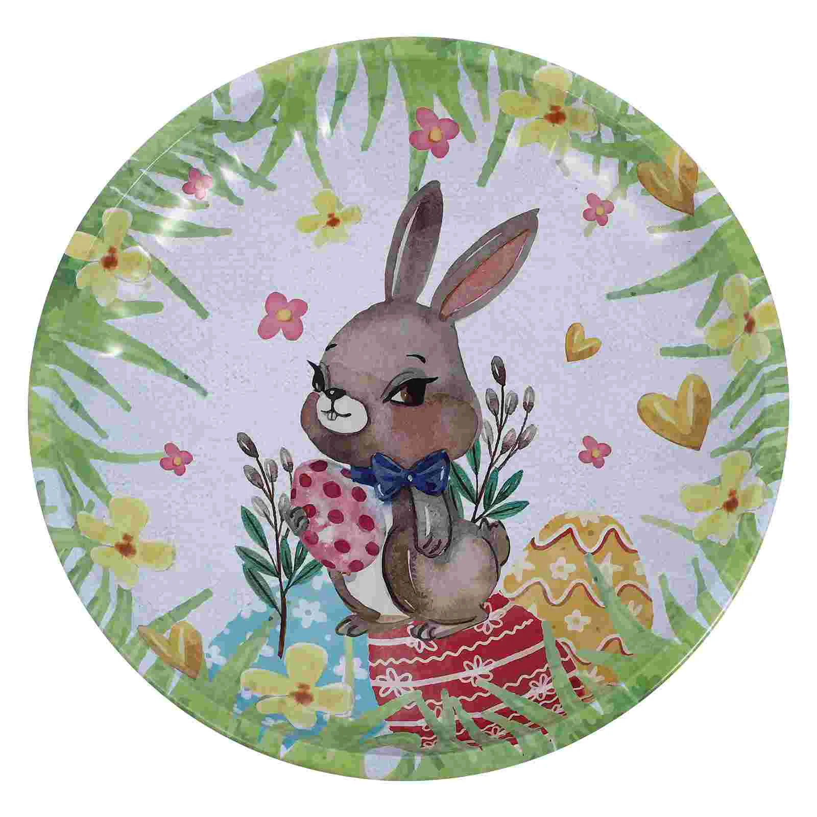 

Plate Easter Tray Party Fruit Plates Bunny Serving Dessert Rabbit Appetizer Dish Snack Storage Iron Trays Platter Nut Farmhouse