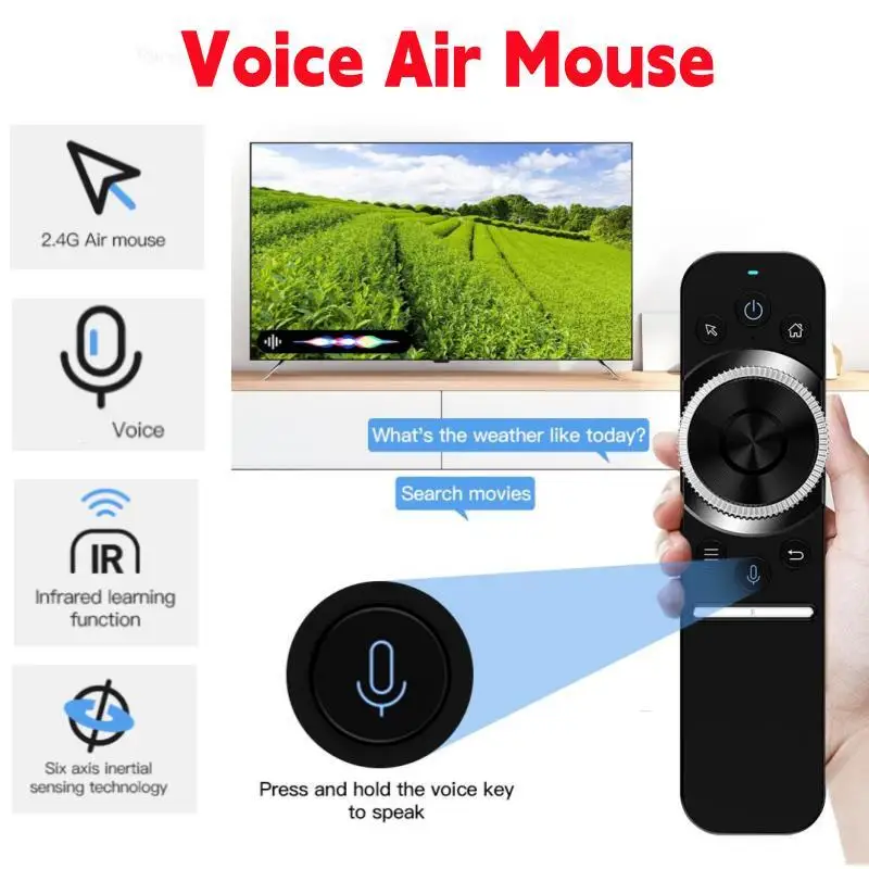 

W1S Air Mouse Remote 2.4G Wireless with Voice Control IR Learning Gyroscope for Android Window MAC Linux OS for TV BOX PC Laptop