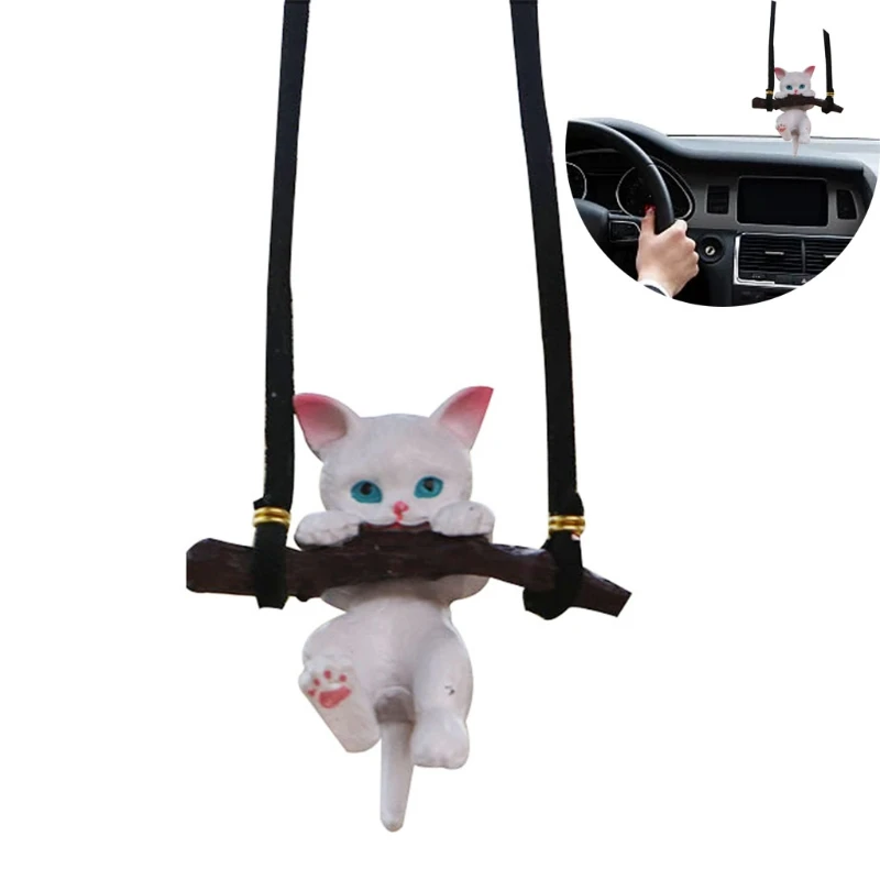 

Hanging for Cat Ornament Cute Pendant for Car Goods Twig White for Cat Pendant GTWS