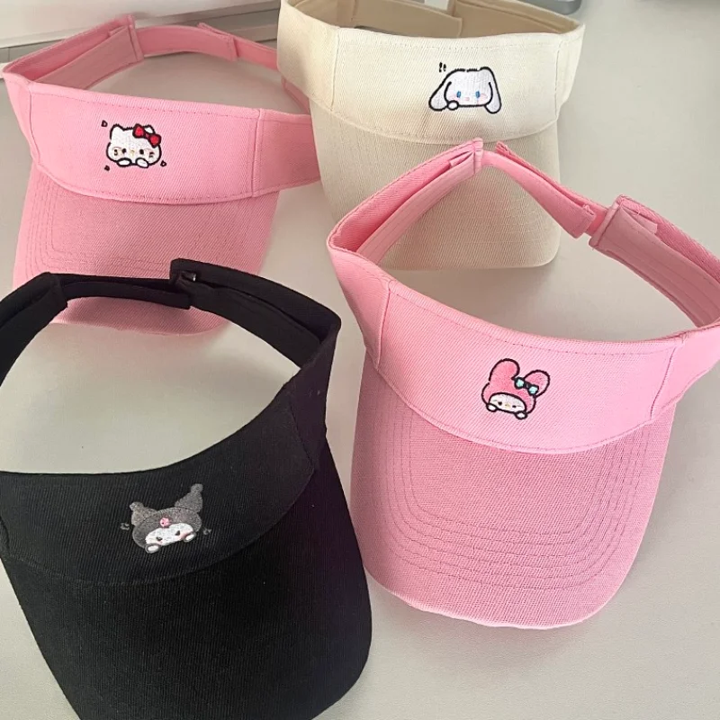 

Новинка, летняя Солнцезащитная шляпа Sanrios Kuromi Cinnamoroll My Melody, японская мультяшная Студенческая Солнцезащитная шляпа с пустой верхней частью, ш...