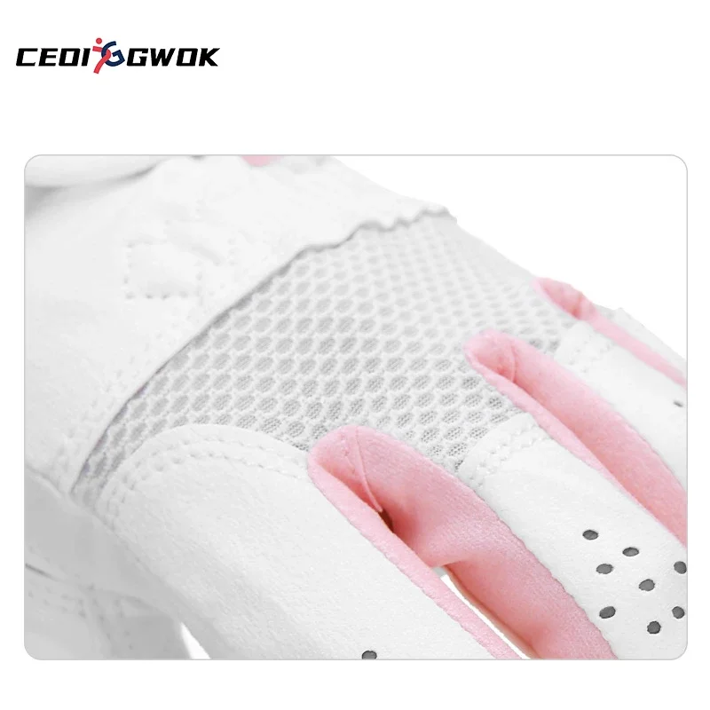 Фото CEOI GWOK Golf Gloves for Women Breathable and Moisture Wicking Fabric with Stretchable Wrist Non-slip Palm Golf Gloves №5