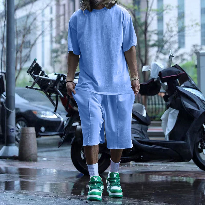 

Summer New LooseTrend Oversize Style Fashion Casual Multiple Solid Color High Solid Color SportsShort Sleeve Set