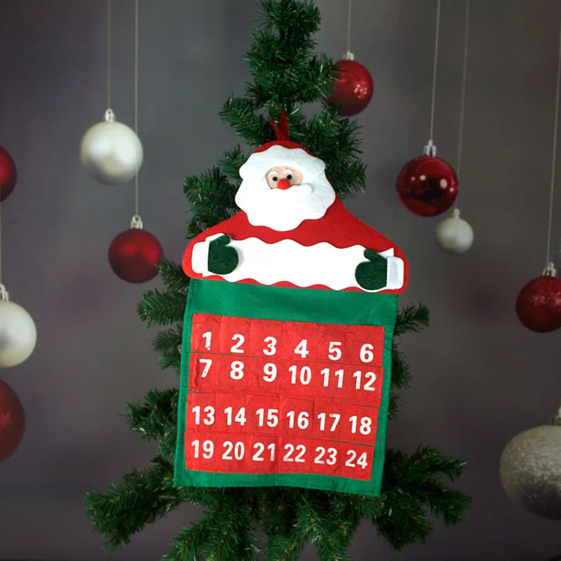 

Рождественские украшения, календарь с обратным отсчетом и Санта-Клаусом