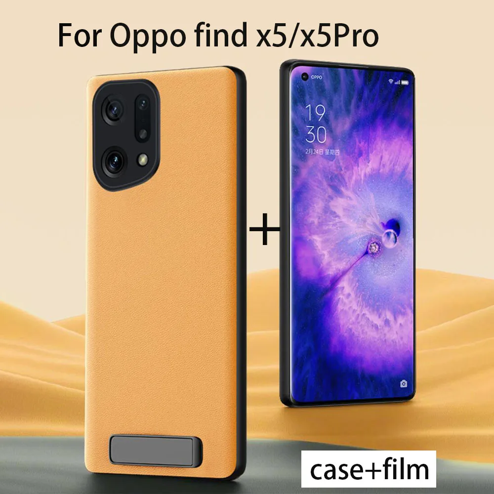 

Prottective Case For Oppo find x5 Plain Genuine Leather Back Cover Cases For Oppo find x5 Pro Stand Shell