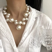 trendy baroque big imitation pearls choker necklace collar statement maxi necklace women wedding bride jewelry gifts