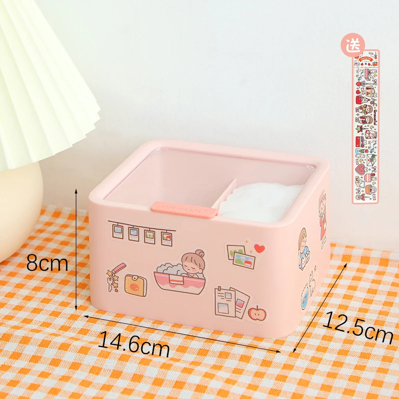 INS Girl Heart Cotton Pad Storage Box Cleansing Swabs Organizing Small Student Dormitory Dresser |