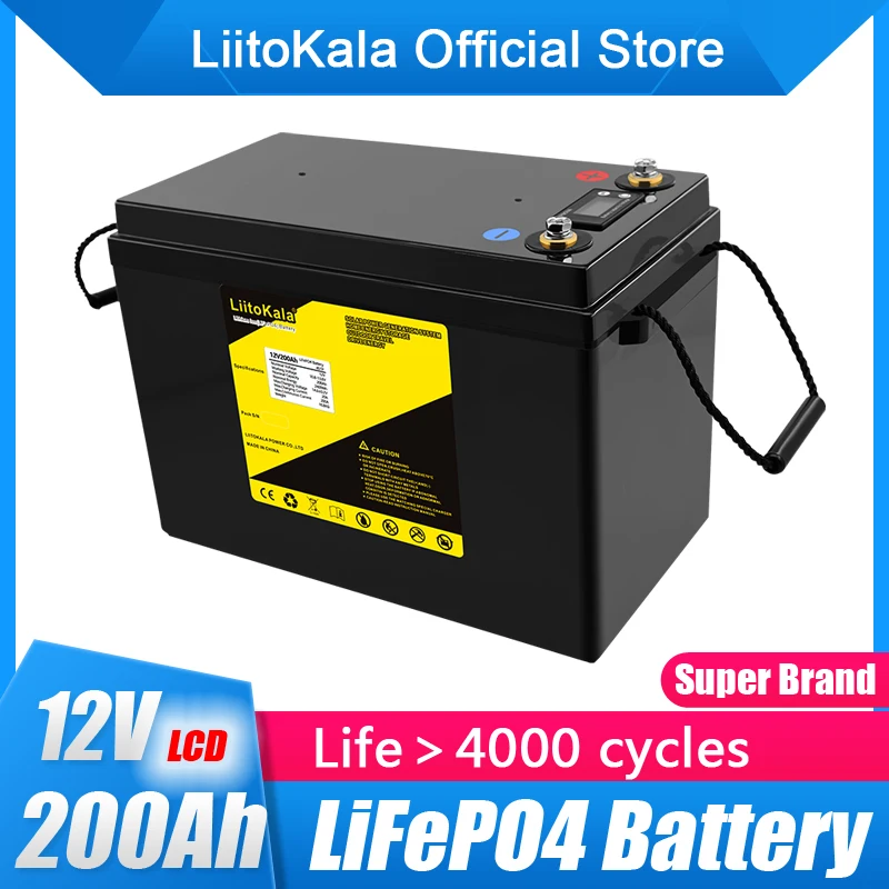 

12V 200Ah LiFePO4 Battery BMS Lithium Power Batteries 4000 Cycles For 12.8V RV Campers Golf Cart Off-Road Off-grid Solar Wind