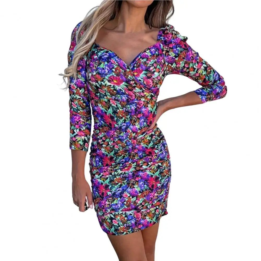 

Осеннее платье с запахом на бедрах, приталенное женское мини-платье-карандаш с открытыми плечами и высокой талией, облегающее платье, повсе...