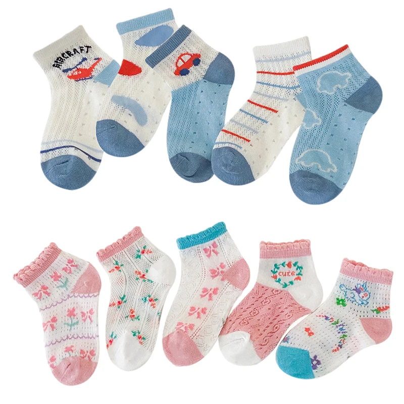 

5Pairs/lot Kids Boys Girls Socks Cotton Summer Mesh Baby Sock Cute Cartoon Children Socks Newborn Shower Gift