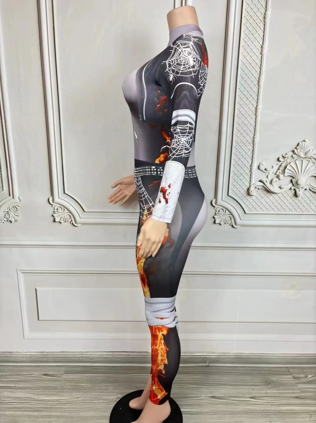 Комбинезон на Хэллоуин с огненным принтом осеннее корректирующее белье для