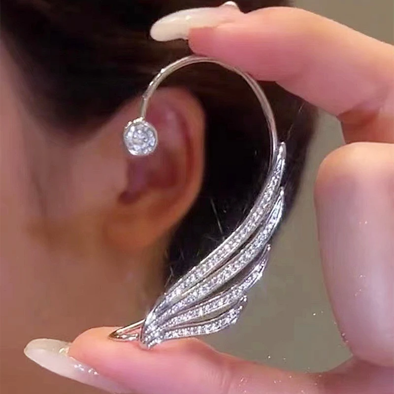 1 шт. зажим для ушей с крыльями феи и цирконием женщин корейские модные серьги без