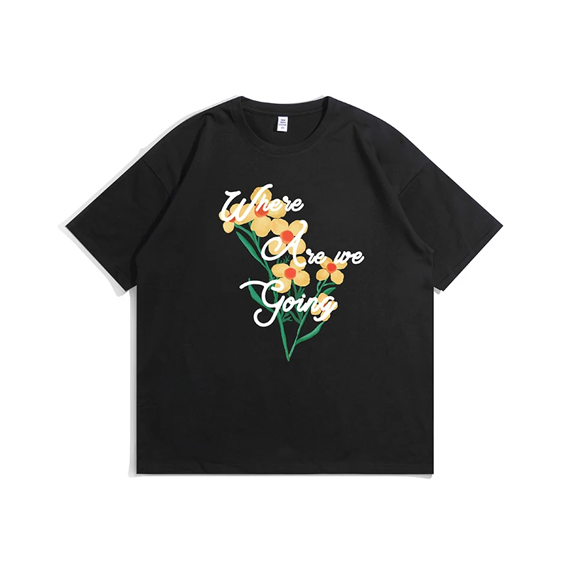 

new fashion tyga channel shirt hipster hiphop dance floral t-shirt black mma Neutral wind short sleeve same stylemen clothes