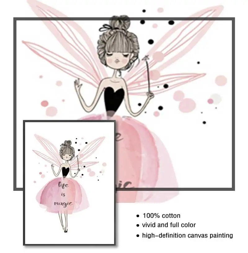 Симпатичная мультяшная девушка холст Художественная печать плакат для детской