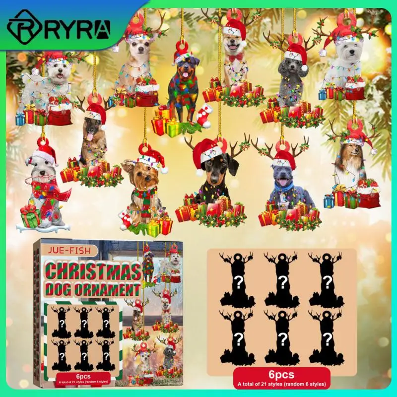 

Christmas Dog Ornament Handmade Happy New Year Xmas Tree Hanging Sign Wooden Puppy Home Decoration Creative Household Surprise