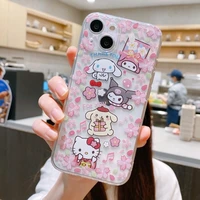 japan hello kitty cherry blossoms phone cases for iphone 13 12 11 pro max mini xr xs max 8 x 7 lady girl anti drop soft cover