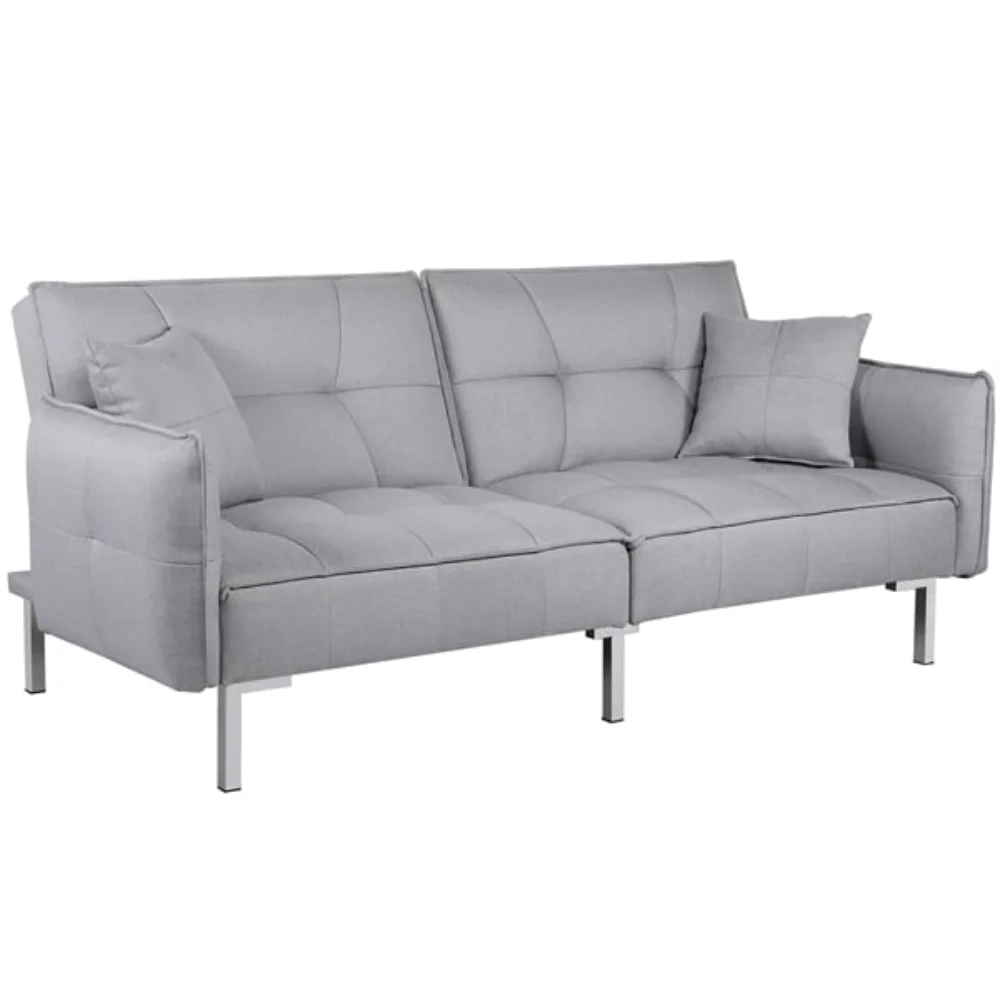 

Easyfashion Modern Tufted Adjustable Back Futon Sofa Bed, Gray