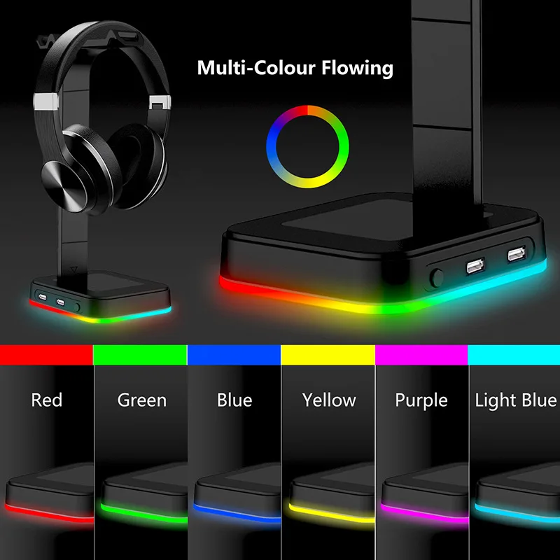 

RGB headphone stand color-changing headset gaming headset stand glare dual USB gaming headset stand