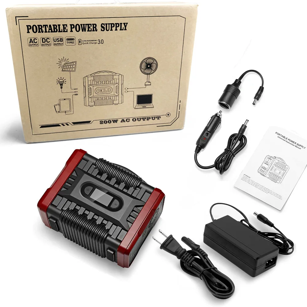 

High Capacity Power Station Camping Electric Battery Generator Rechargeable Home Power Supply Portable Outdoor 200w Power