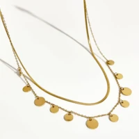 perisbox simple stainless steel round disc charm necklaces golden metal layered choker necklace %d1%86%d0%b5%d0%bf%d0%be%d1%87%d0%ba%d0%b0 %d0%bd%d0%b0 %d1%88%d0%b5%d1%8e %d0%b6%d0%b5%d0%bd%d1%81%d0%ba%d0%b0%d1%8f