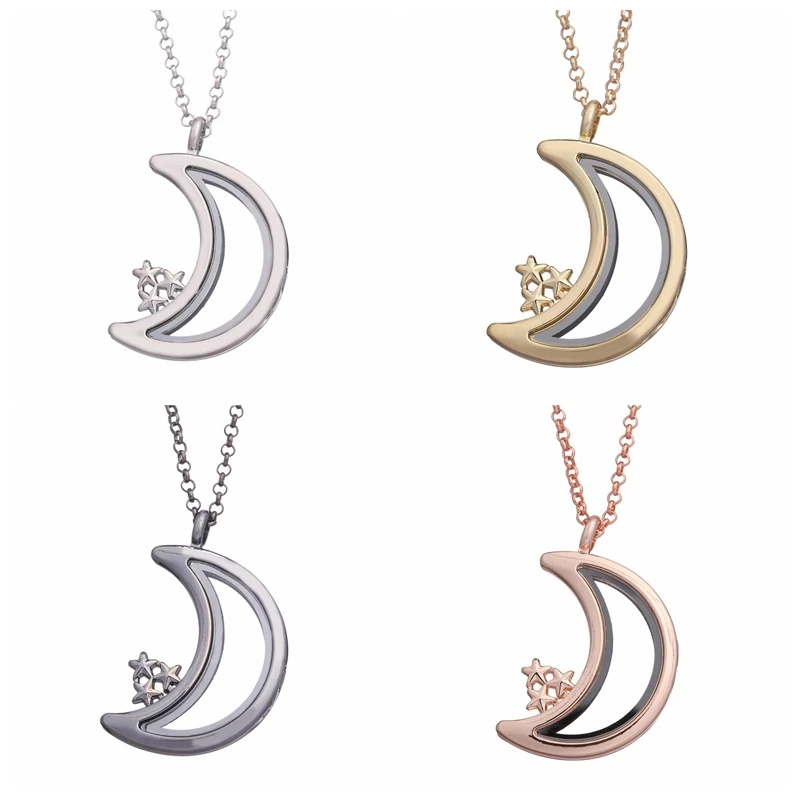 

5Pcs Alloy Plain Star Moon Glass Memory Floating Locket Charm Pendant Necklace Keychain For Men Women Gift Jewelry Making Bulk