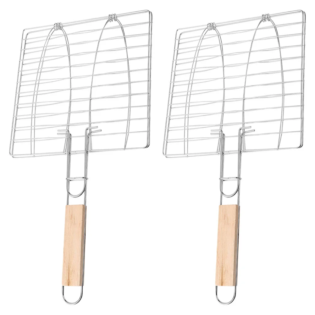 

2pcs Grill Basket Fish Grilling Basket Barbecue Grilling Accessory Grilling Meat Clip