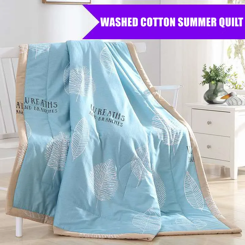 Охлаждающее летнее одеяло промытое Хлопковое для пары кровати тонкое с