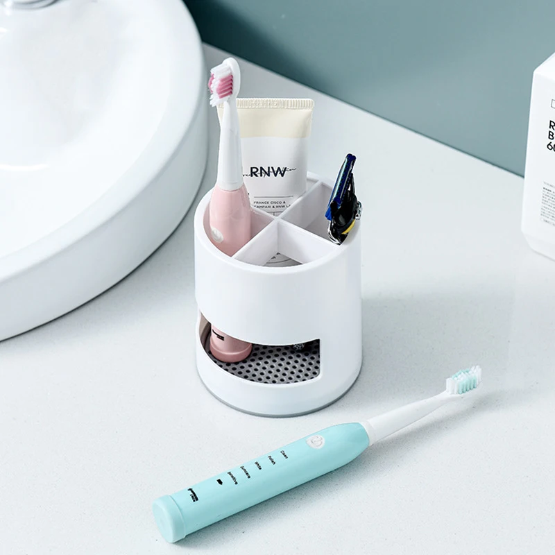 

Electric Toothbrush Shelf Toilet Bathroom Countertop Ventilation Drain Brush Holder Compartment Storage Rack Bath Accessories