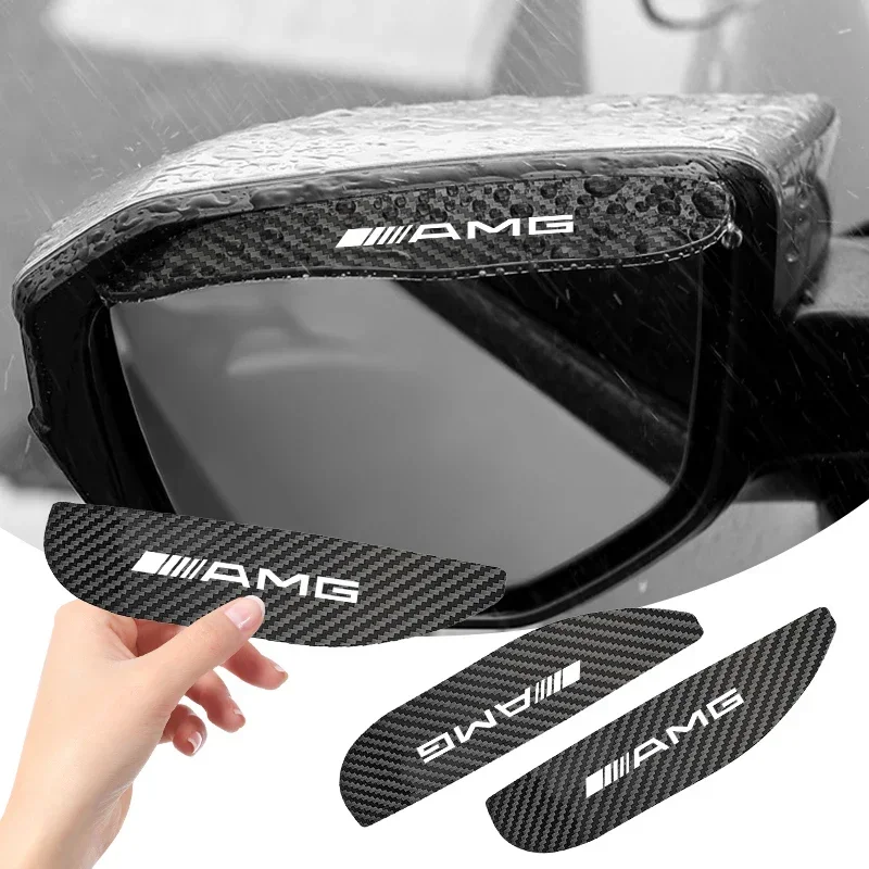 2Pcs Car Rearview Mirror Rain Eyebrow Carbon Fiber For Mercedes Benz AMG B/C/E/S Clase A C200L GLC W166 W163 W221 Accesorios