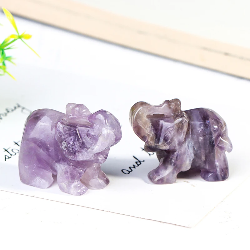

1PC Natural Crystal Rose Quartz Elephant Amethyst Obsidian Animals Stone Crafts Small Decoration Home Decor Christmas Present