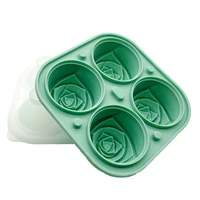 ice cube tray silicone molds with lid 4 holes rose flower shape reusable ice cube maker iceballs maker for kitchen accessories