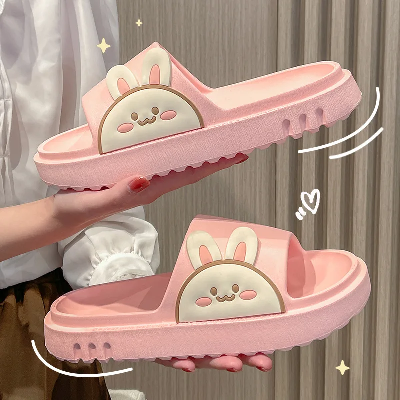 

Сланцы Pofulove женские на толстой платформе, мягкие Нескользящие Шлепанцы из ЭВА, мультяшный рисунок, для ванной комнаты, летняя обувь