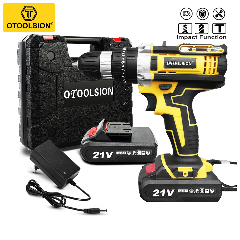 Аккумуляторная дрель, 18 + 3 крутящих момента, 21 в, электрическая ударная электрическая отвертка, ударный беспроводной инструмент, электрические ручные инструменты, литиевая батарея