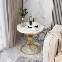italian luxury round coffee table marble sofa bedside table metal balcony leisure small corner table living room furniture
