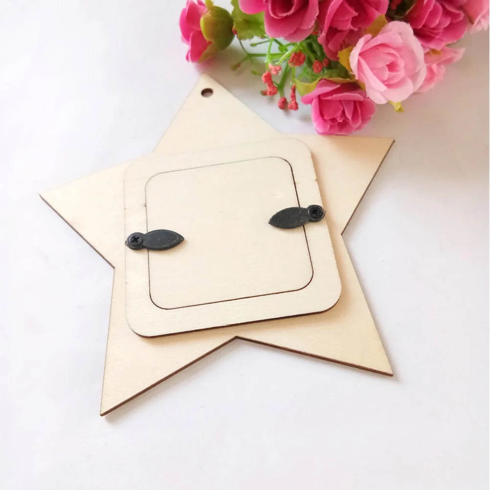 

Amosfun Unfinished Wooden Star Picture Holder Ready to DIY Picture Frames DIY Wooden Crafts Home Table 10PCS