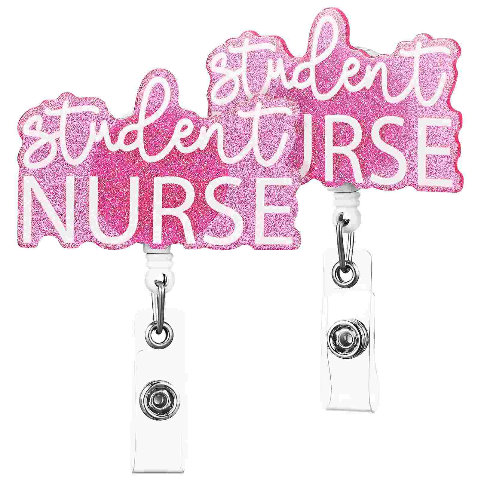 

2pcs Retractable Badge Clips Badge Holders Fashionable Badge Nurse Nursing Tag Holders