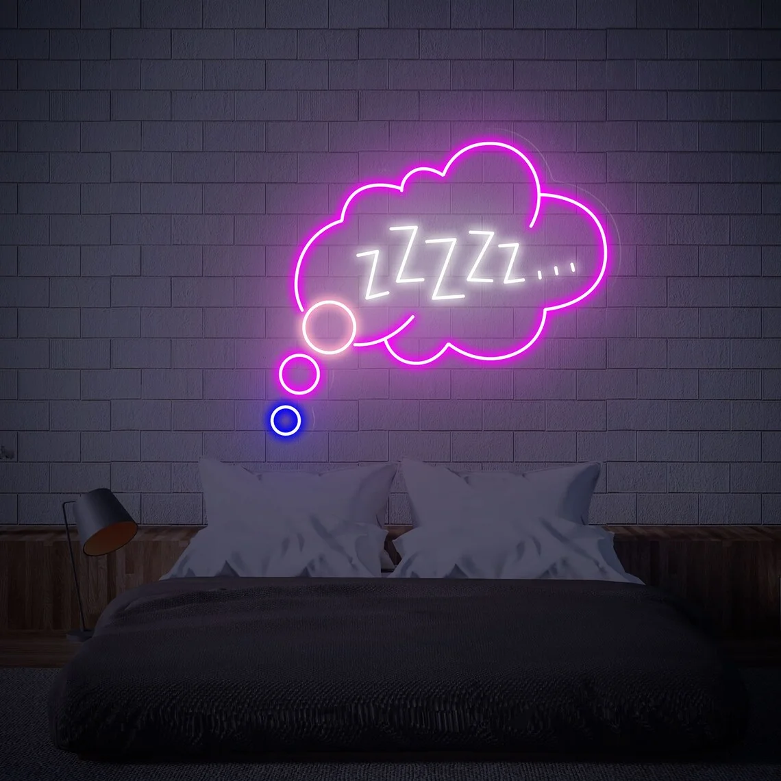

Goodnight Sleeping Zzzz Neon Sign Custom Teens Kid's Room Night Lamp Personalized LED Lights Wall Decor Game Room Bar Sign Party