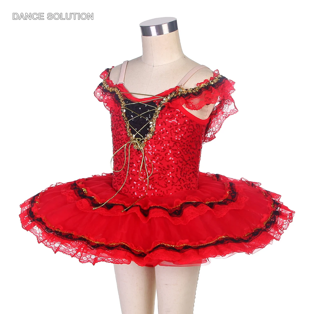 Красное балетное платье-пачка с открытыми плечами блестящее женское платье