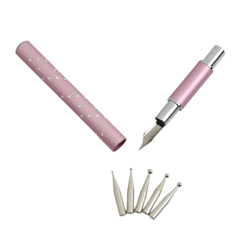 

1Set 5Heads Stainless Steel DIY Nail Art Pen Drawing Dotting Decor Sets For Salon Manicure Pick Up Rhinestones Tools