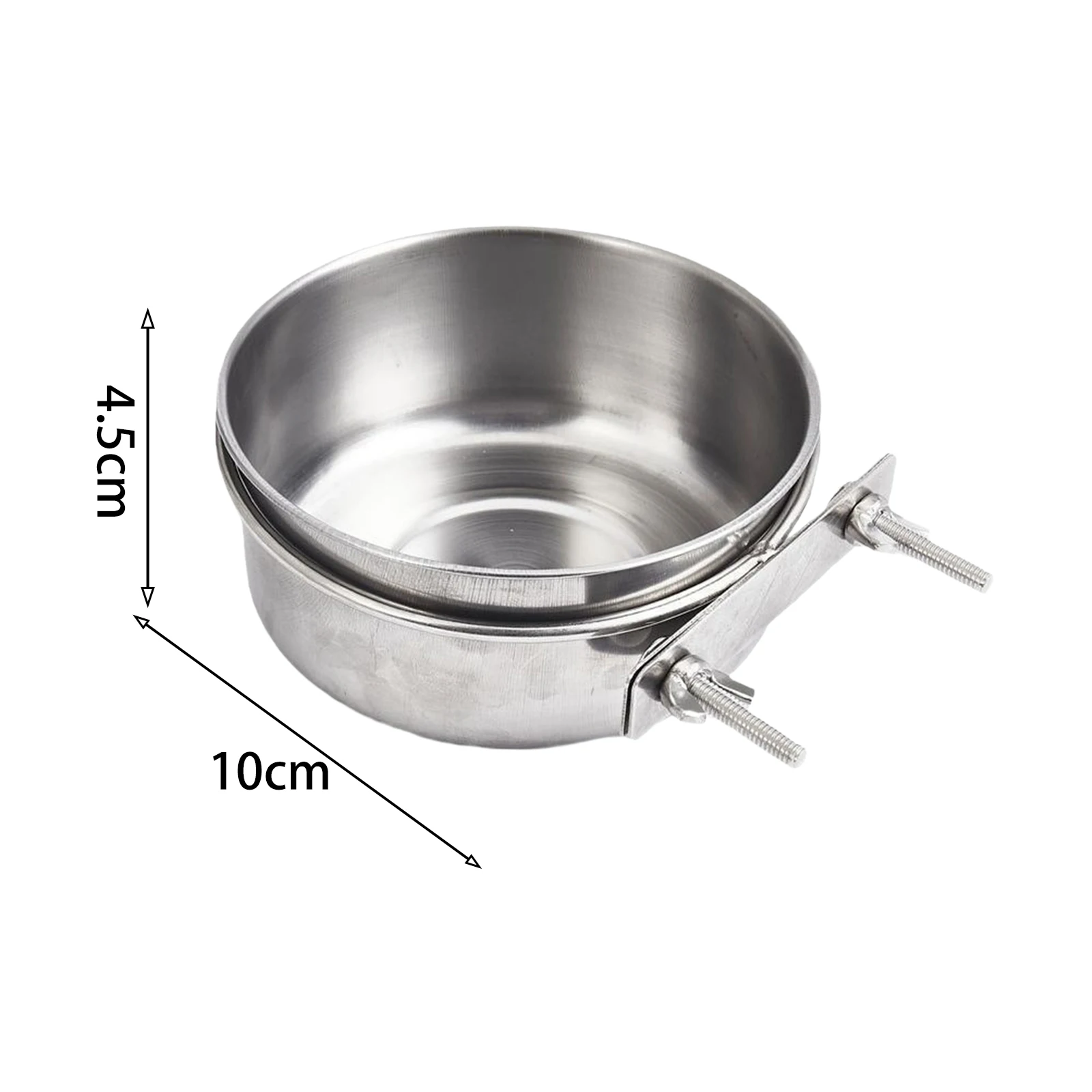Миска для воды из нержавеющей стали птиц с держателем-зажимом 10x4 5 см