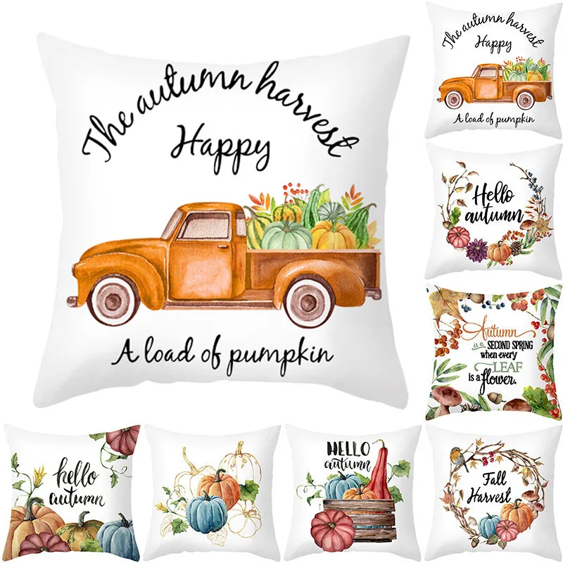 

Thanksgiving Day Decoration Pillowcases Maple Leaf Pumpkin Thanksgiving Day Pillow Case Welcome Autumn Happy Fall Pillowcase