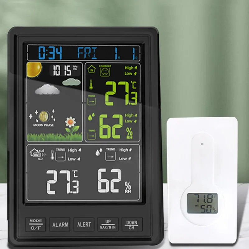 

Цифровая метеостанция, беспроводной термометр-гигрометр, комнатный и уличный сенсор, измеритель температуры и влажности, домашний