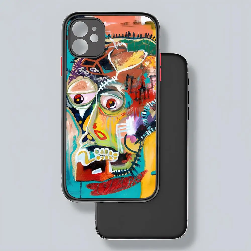 J-Jean-M-Michel B-BasquiatS Art Чехол для телефона с матовой прозрачной задней панелью iPhone 15 16