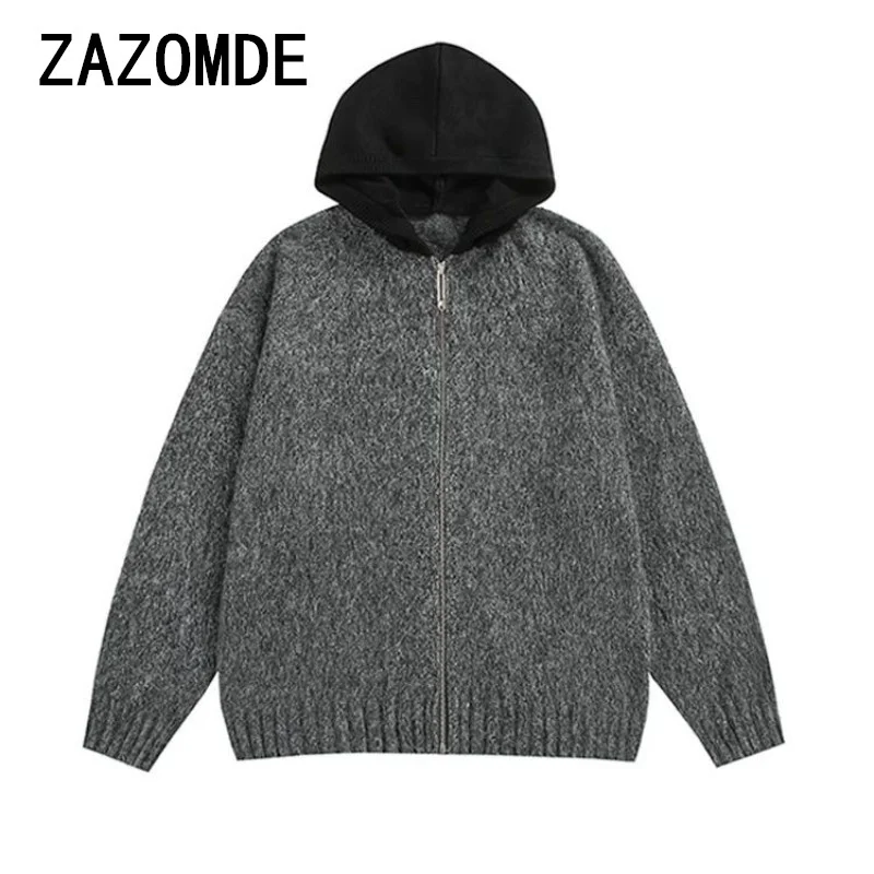 Мужская зимняя трикотажная куртка ZAZOMDE плотный теплый свитер хлопковая одежда с