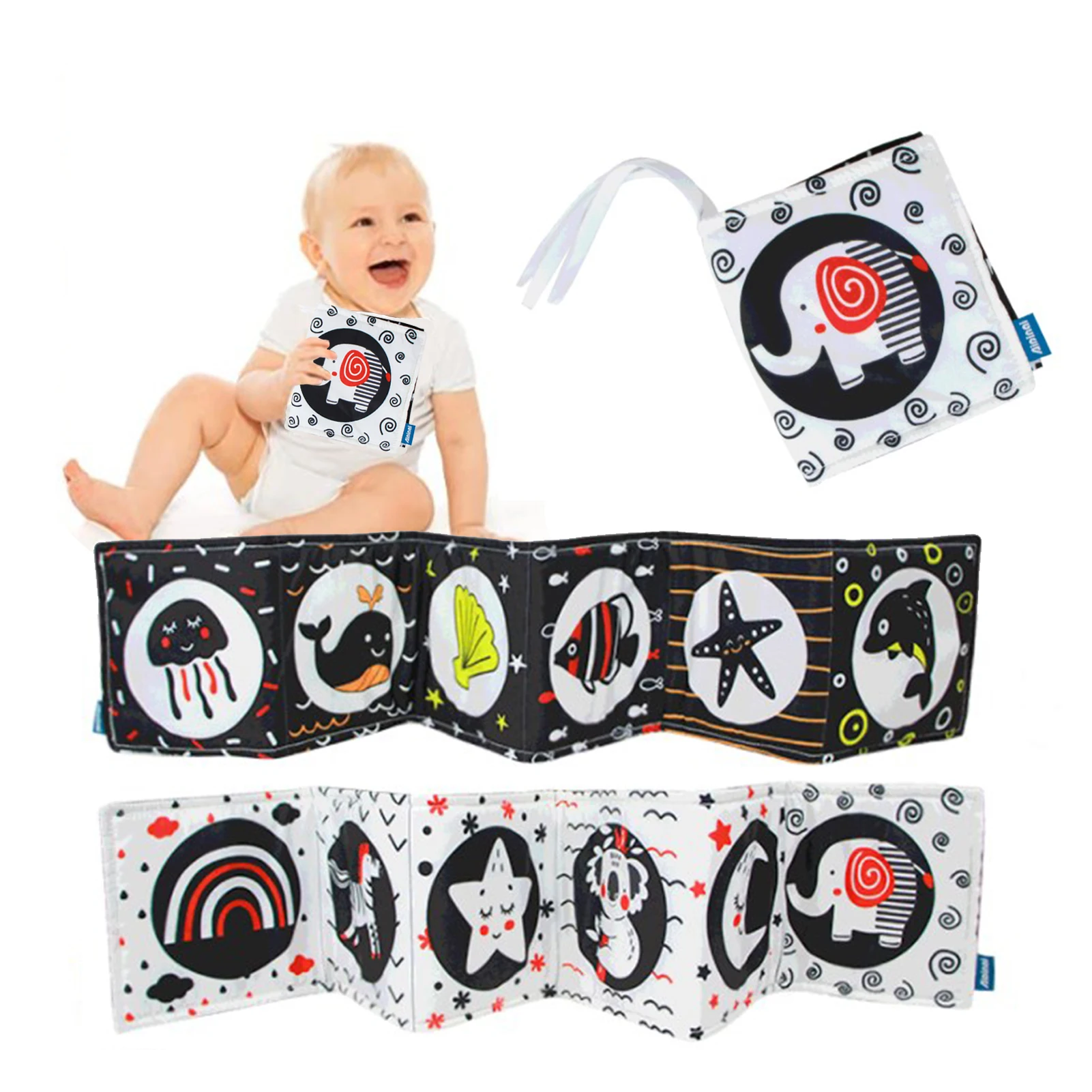 

High Contrast Babies Book High Contrast Babies Book Newborn Toys Brain Development Nontoxic Fabric Touch And Feel Crinkle Cloth