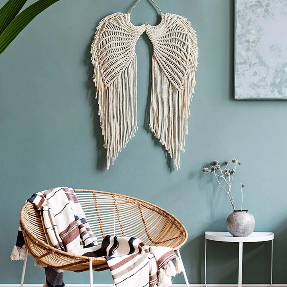 

Macrame Wall Hanging Boho Tapestry Angels Wing Woven Bohemian Wall Decor Home Decoration For Apartment Bedroom Living Room